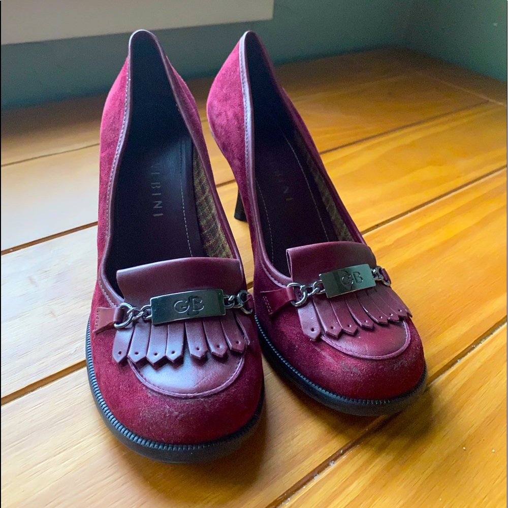 Gianni Bini heels, Penny loafer style, 3” heels, maroon, size 7
